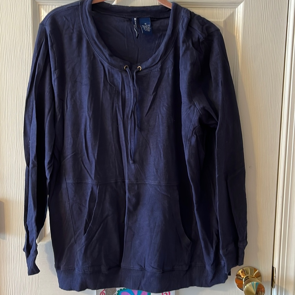 Architect dark blue tiling sleeve casual top (4)